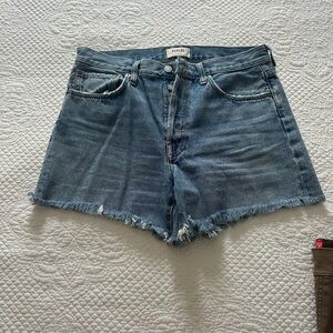 Agolde Blue Jean Shorts Parker Long Cut-Off